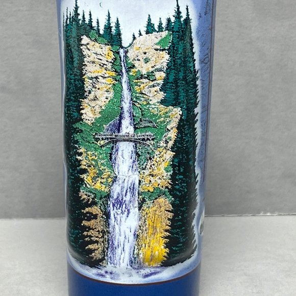 Multnomah Falls Oregon 3D Tall Shot Glass Cobalt Blue Shooter Souvenir - Picture 2 of 9